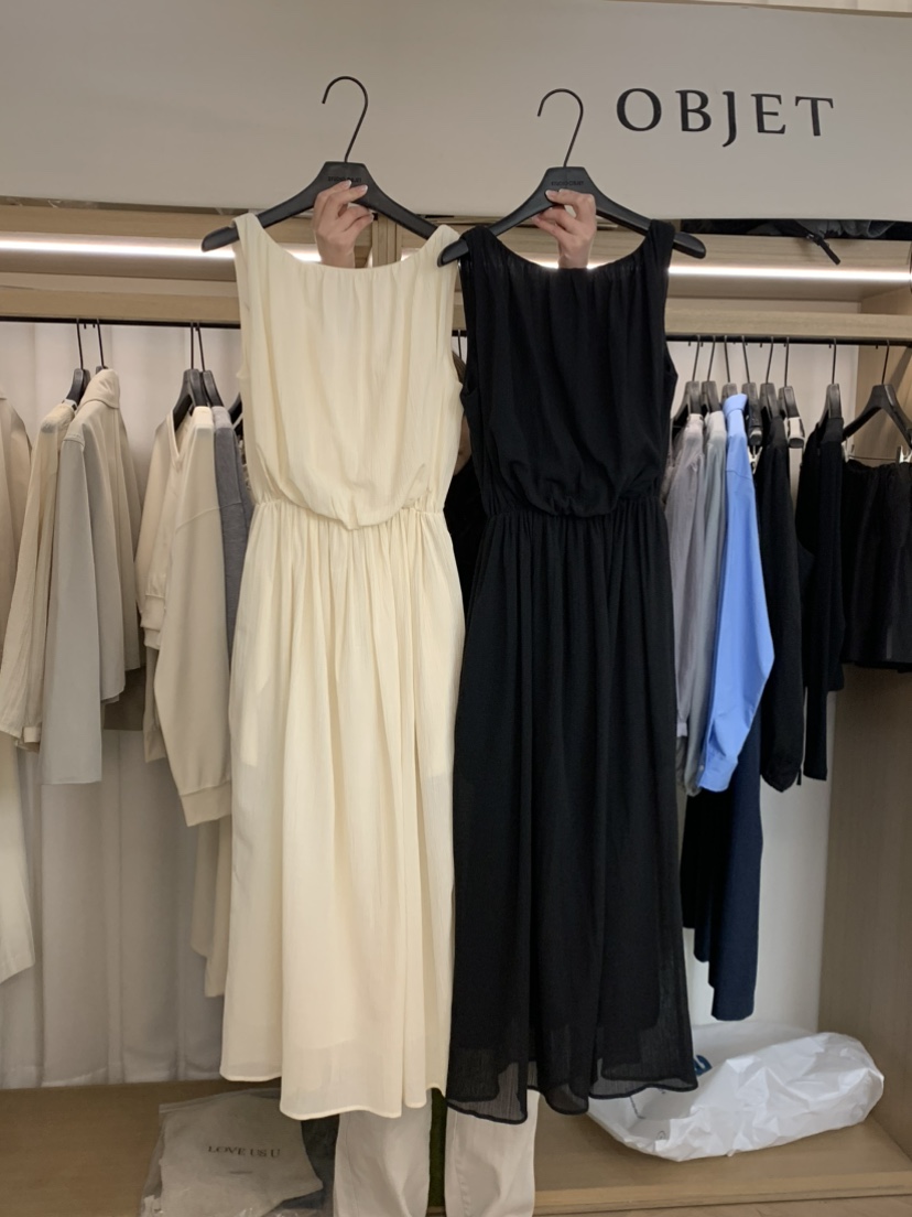 OBJET韓國代購女裝新品推薦職業真品休閑熱賣25春夏連衣裙褶皺love us u/OBJET連衣裙圖色1左一色