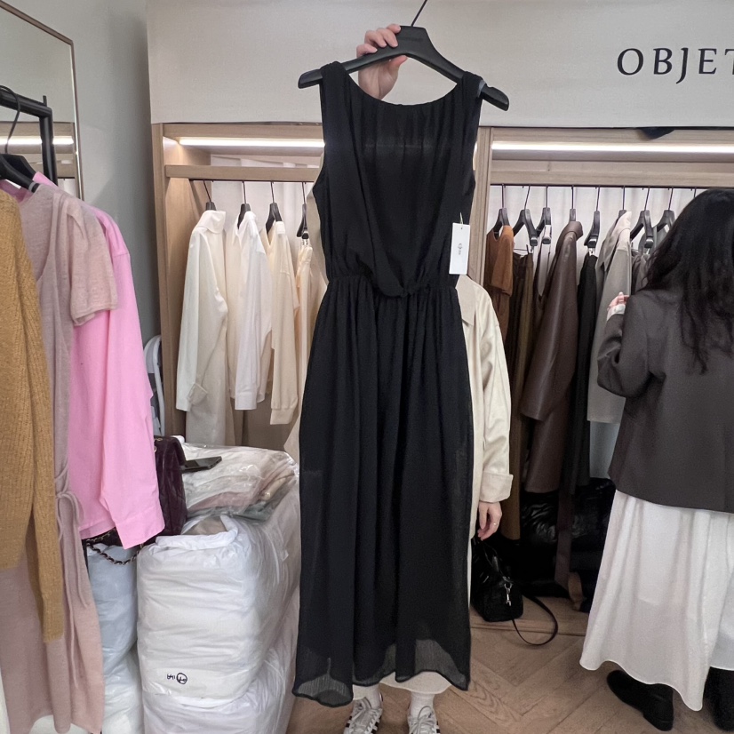 OBJET韓國代購女裝新品推薦職業真品休閑熱賣25春夏連衣裙褶皺love us u/OBJET連衣裙圖色2