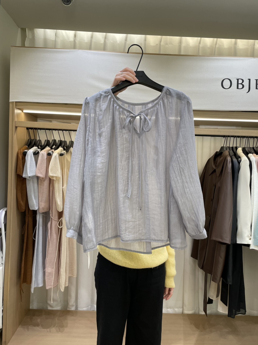 OBJET東大門實拍女裝新款熱賣真品時尚休閑推薦人氣襯衫蕾絲衫love us u/OBJET襯衫/蕾絲衫圖色3
