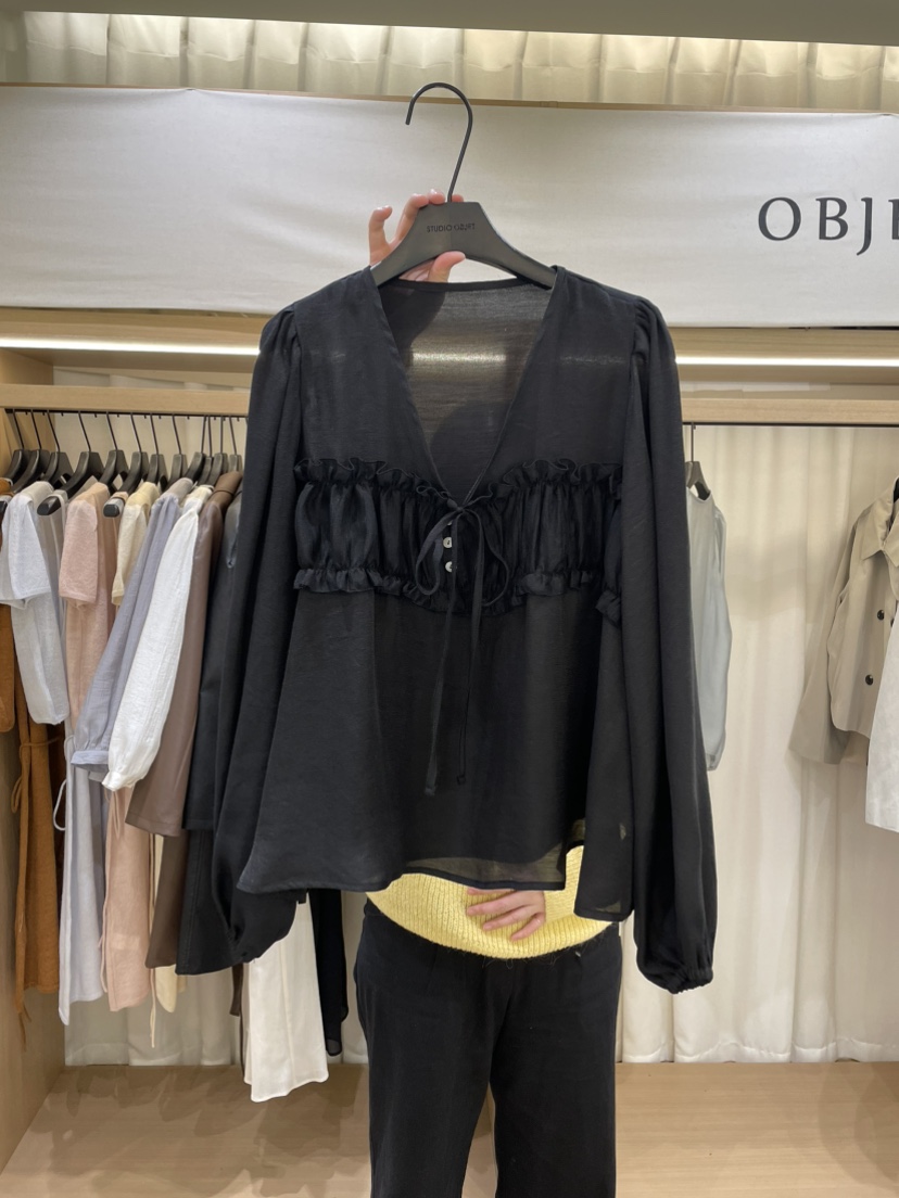 OBJET韓國直郵女裝新款人氣休閑推薦職業時尚25春夏襯衫蕾絲衫love us u/OBJET襯衫/蕾絲衫圖色3