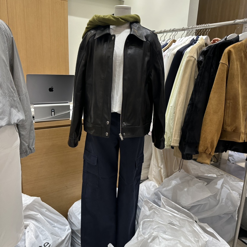 THE SIGNATURE韓國直郵東大門實拍女裝新品休閑真品皮衣皮革THE SIGNATURE皮衣