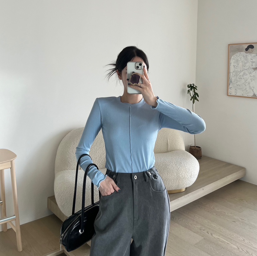 AMUSE SEOUL韓國直郵女裝新品職業推薦熱賣時尚休閑長袖T恤AMUSE SEOUL長袖T恤