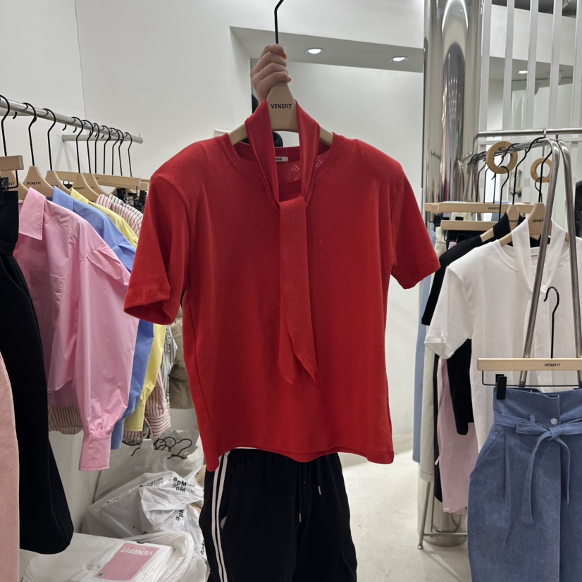 VENEFIT韓國直郵女裝新款時尚推薦休閑人氣熱賣真品T恤含領帶VENEFIT/JENNIET恤圖色3