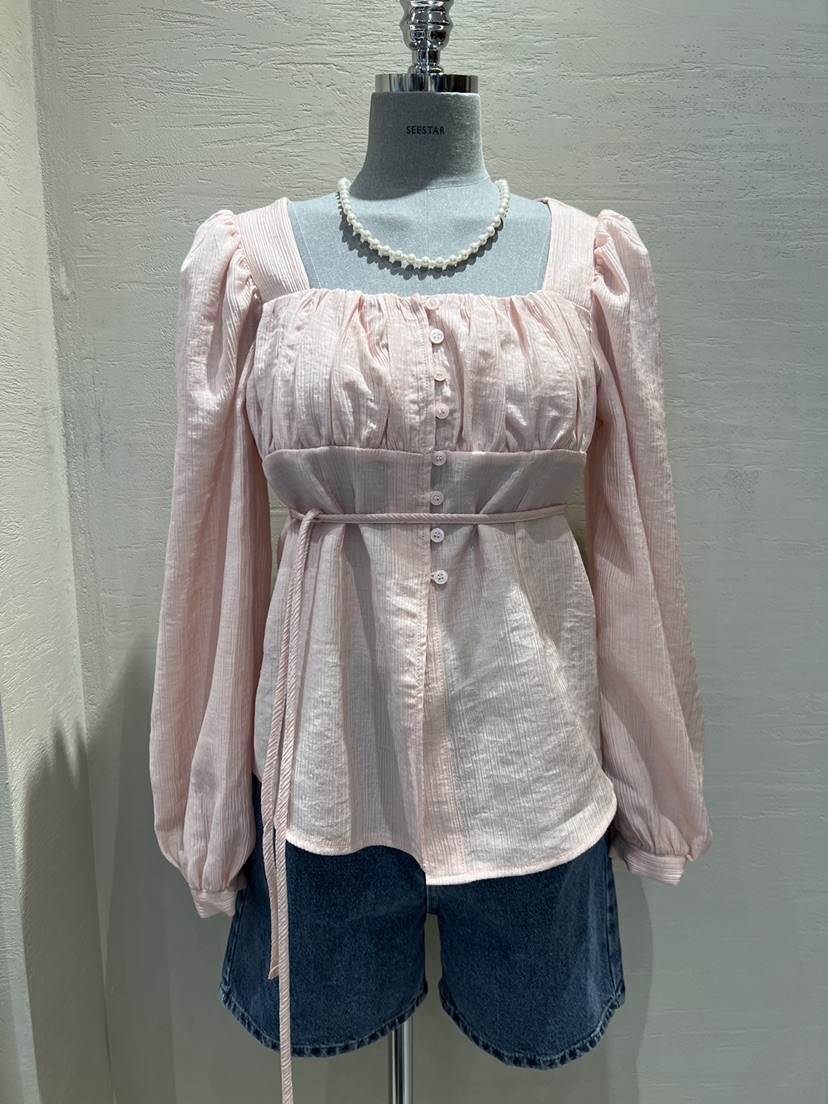HI HIGH韓國直郵女裝新款25春夏時尚職業真品休閑襯衫蕾絲衫SEESTAR/hi high襯衫/蕾絲衫圖色1