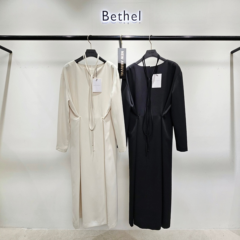 BETHEL韓國直郵東大門代購女裝新品25春夏連衣裙含腰繩超長長款BETHEL連衣裙