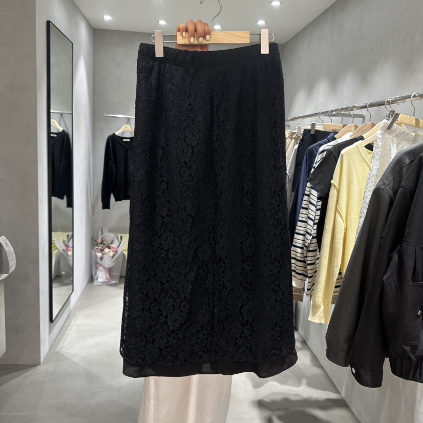 X-MOOD直郵韓國代購女裝新品25春夏真品職業熱賣時尚長裙蕾絲X-MOOD長裙圖色2