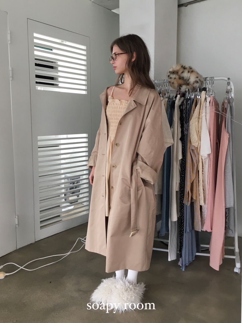 SOAPYROOM直郵韓國代購女裝新品25春夏時尚真品長款風衣含腰帶SOAPYROOM長款風衣