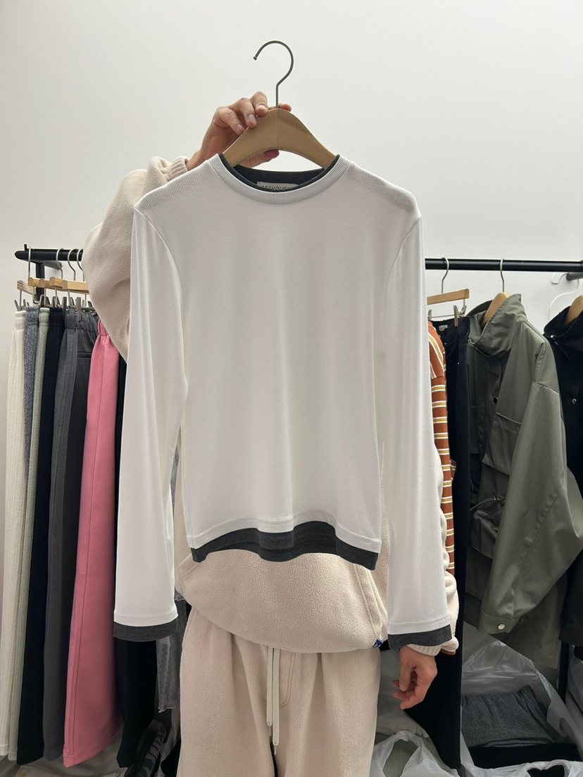 AS THOUGHT韓國直郵東大門代購女裝新品25春夏休閑長袖T恤AS THOUGHT長袖T恤