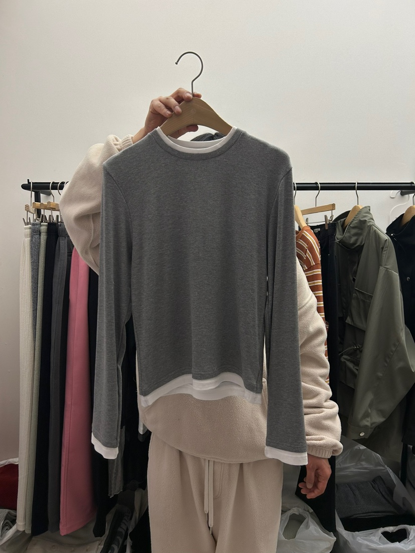 AS THOUGHT韓國直郵東大門代購女裝新品25春夏休閑長袖T恤AS THOUGHT長袖T恤圖色2