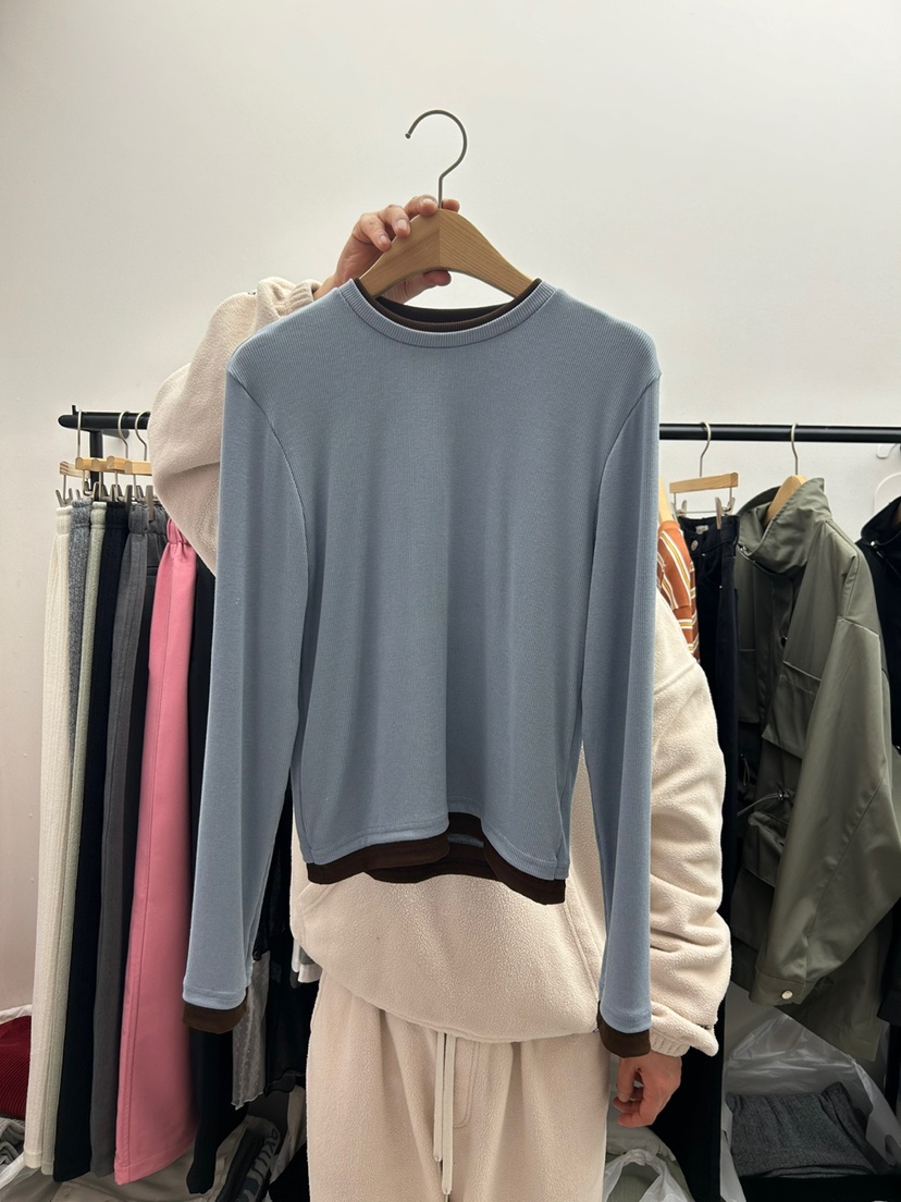 AS THOUGHT韓國直郵東大門代購女裝新品25春夏休閑長袖T恤AS THOUGHT長袖T恤圖色3