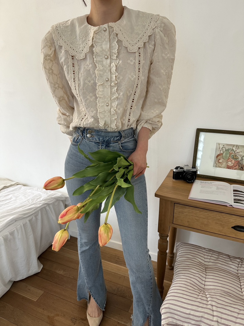 81 MARKET-L韓國直郵東大門實拍女裝新款25春夏襯衫蕾絲衫81 MARKET-L襯衫/蕾絲衫