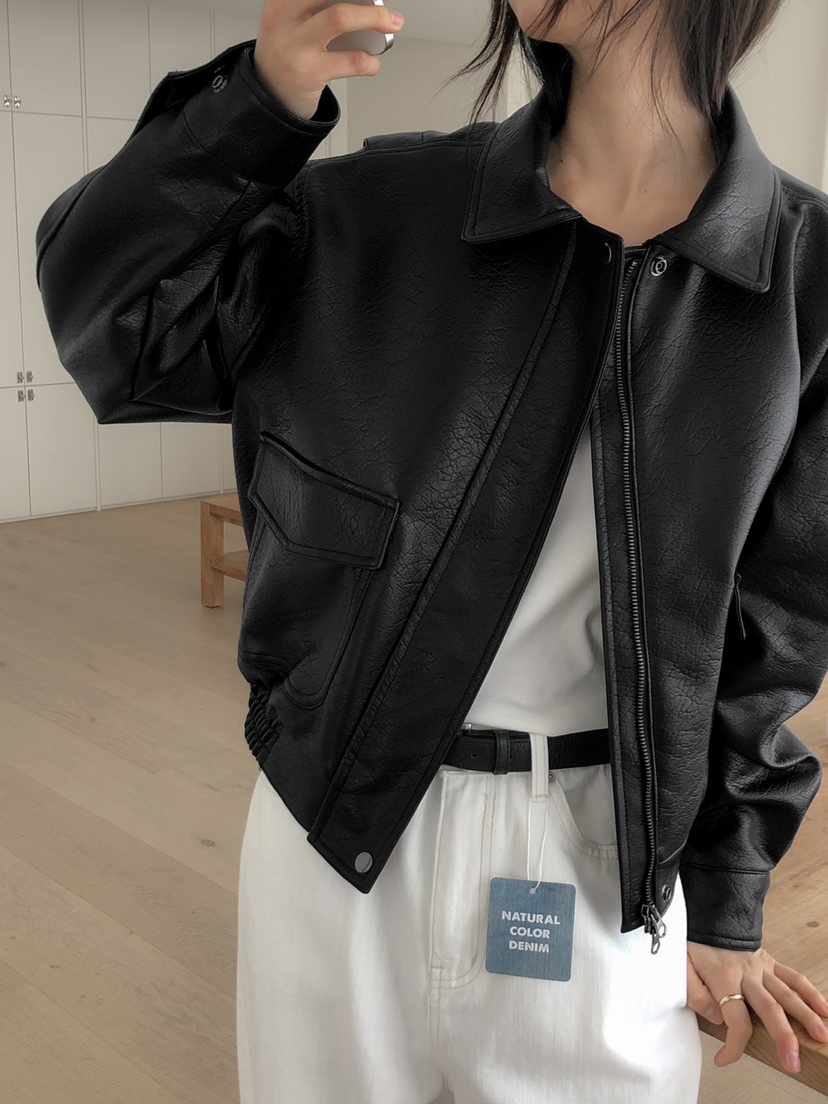 LONG PEAK直郵韓國代購女裝新品真品人氣時尚25春夏皮衣皮革LONG PEAK皮衣