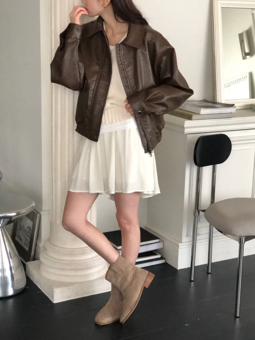LONG PEAK直郵韓國代購女裝新品真品人氣時尚25春夏皮衣皮革LONG PEAK皮衣