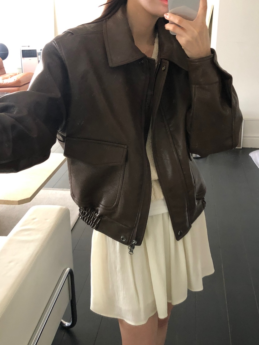 LONG PEAK直郵韓國代購女裝新品真品人氣時尚25春夏皮衣皮革LONG PEAK皮衣