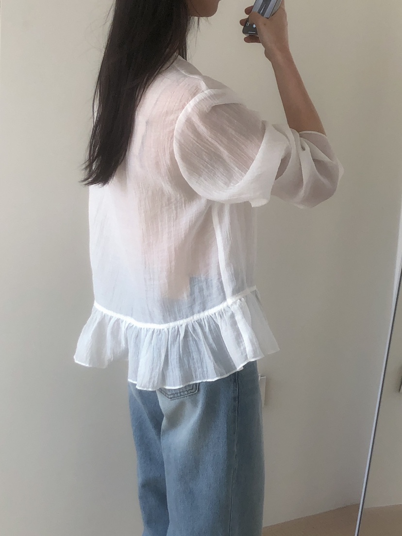LONG PEAK韓國直郵女裝新品職業25春夏推薦真品襯衫蕾絲衫LONG PEAK襯衫/蕾絲衫