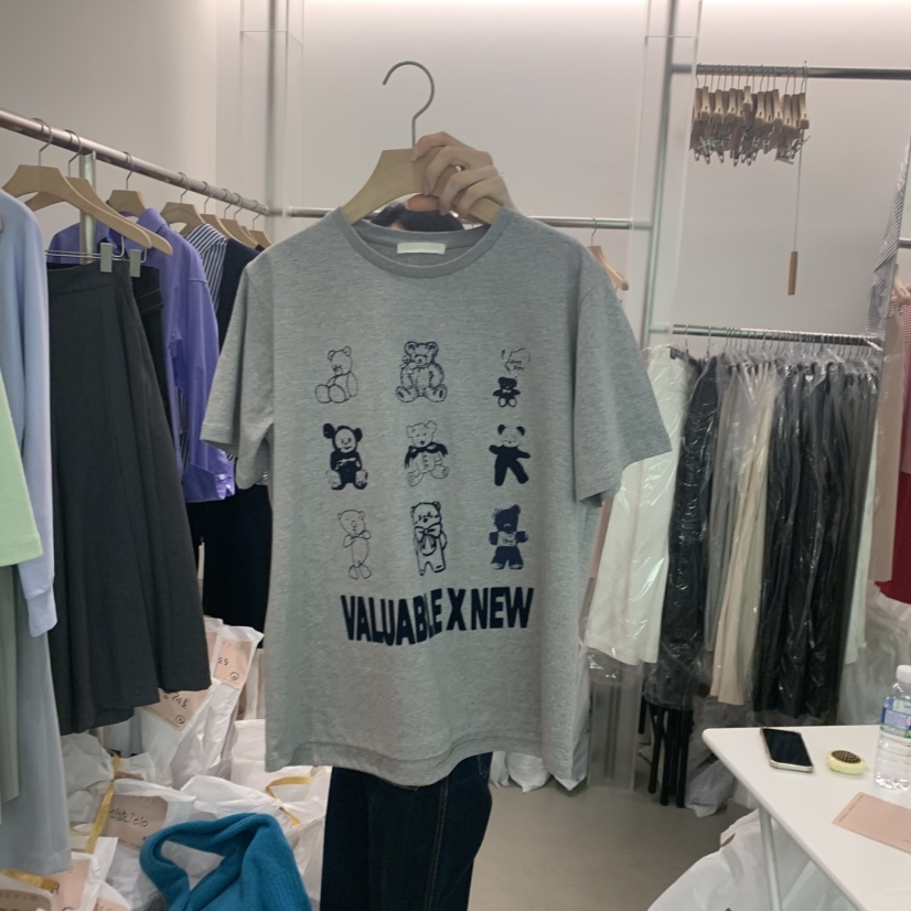 PRIVIE韓國直郵女裝新品熱賣職業推薦時尚25春夏真品人氣T恤絨PRIVIET恤圖色1