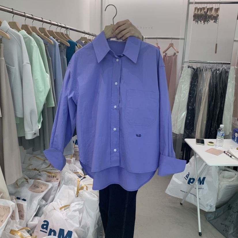 PRIVIE直郵韓國代購女裝新品真品推薦熱賣休閑襯衫蕾絲衫刺繡PRIVIE襯衫/蕾絲衫圖色1
