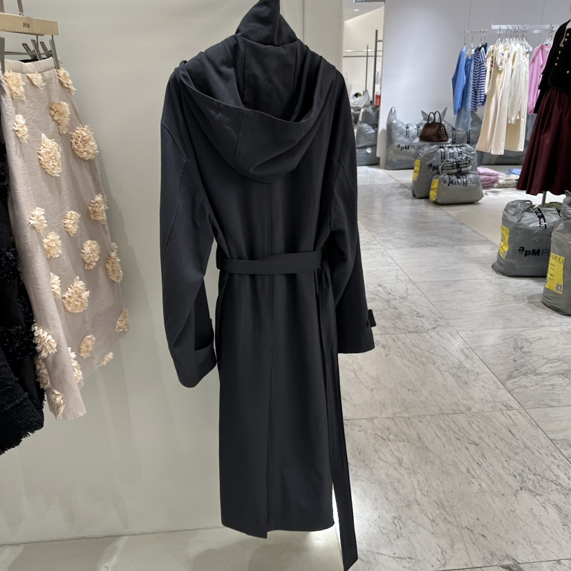PITA韓國直郵東大門實拍女裝新品真品休閑長款風衣含腰帶連帽THE VERLIN/piTa長款風衣