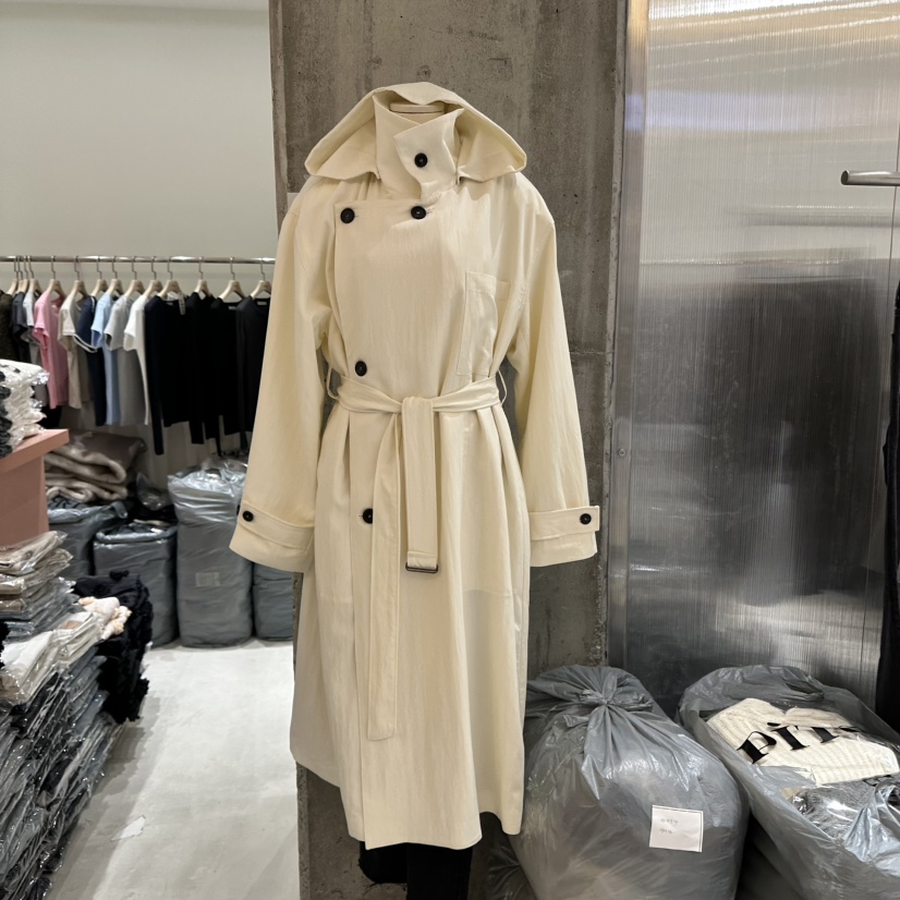 PITA韓國直郵東大門實拍女裝新品真品休閑長款風衣含腰帶連帽THE VERLIN/piTa長款風衣