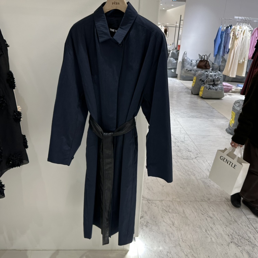 PITA直郵韓國代購女裝新款真品時尚推薦長款風衣含腰帶皮革THE VERLIN/piTa長款風衣圖色2