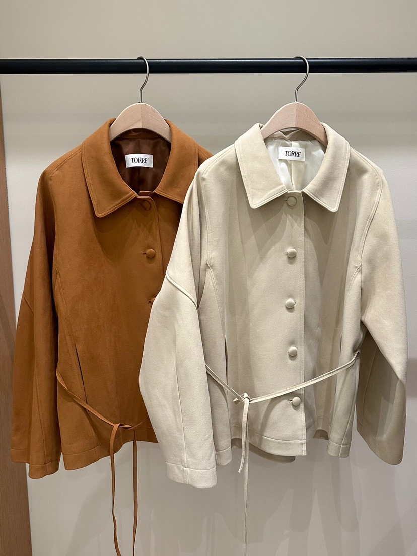 TORRE韓國直郵東大門實拍女裝新品25春夏推薦夾克含腰繩絨面革TORRE夾克