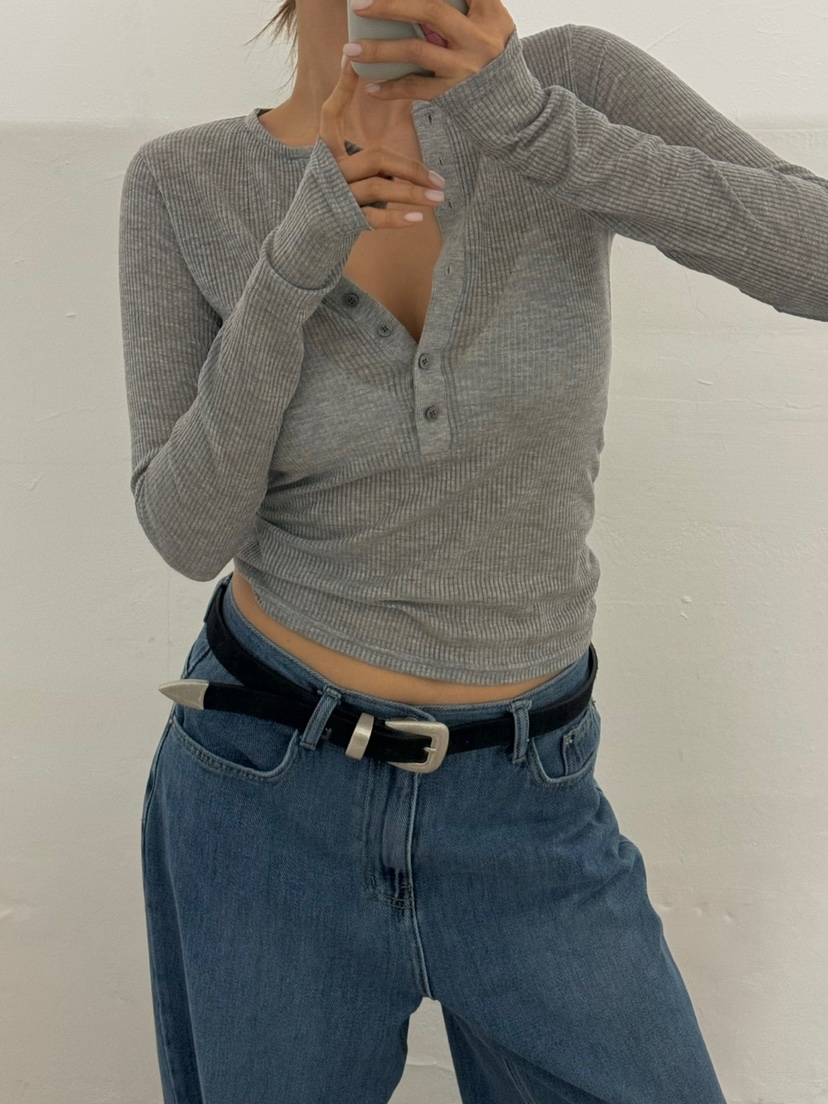 LOWBURN直郵韓國代購女裝新款人氣25春夏熱賣長袖T恤透視短款LOWBURN長袖T恤