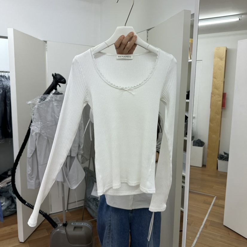 MYNAMEIS韓國直郵東大門代購女裝新款時尚職業25春夏長袖T恤MYNAMEIS長袖T恤