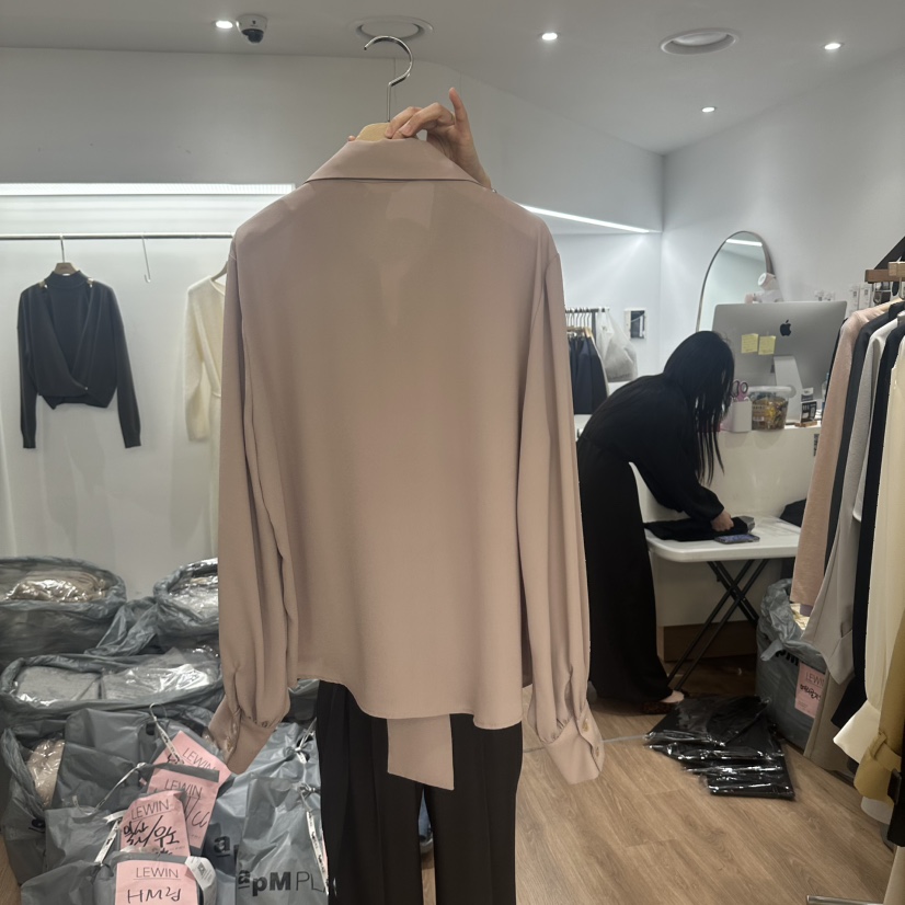 LEWIN直郵韓國代購女裝新品25春夏熱賣職業襯衫蕾絲衫含領帶LEWIN襯衫/蕾絲衫