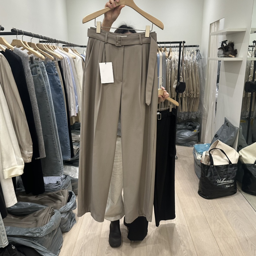 NOTTINGHAM直郵韓國代購女裝新品25春夏熱賣時尚休閑褲含腰帶NOTTINGHAM休閑褲圖色2