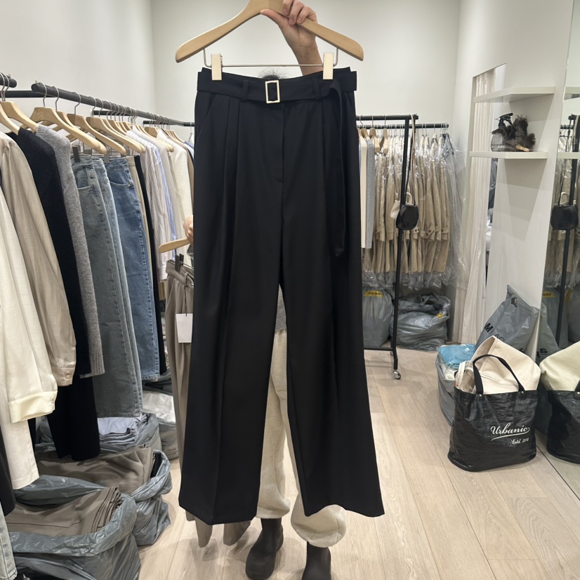 NOTTINGHAM直郵韓國代購女裝新品25春夏熱賣時尚休閑褲含腰帶NOTTINGHAM休閑褲圖色3
