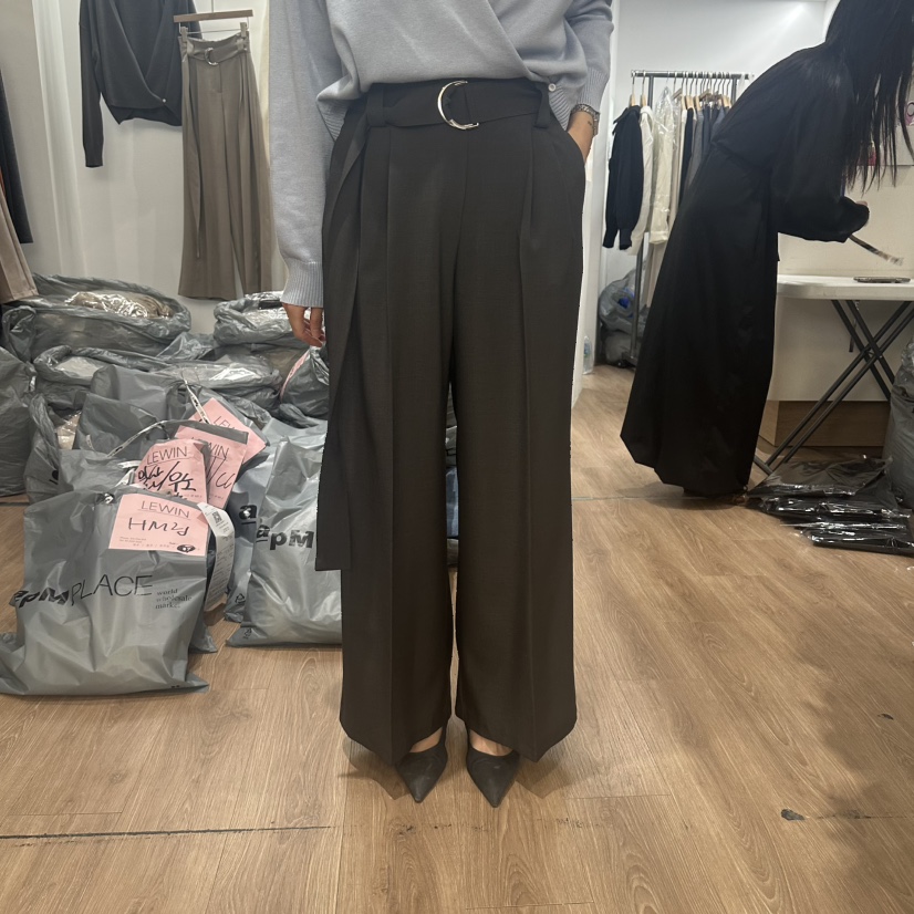 LEWIN韓國代購女裝新款推薦人氣職業真品休閑時尚休閑褲含腰帶LEWIN休閑褲圖色2