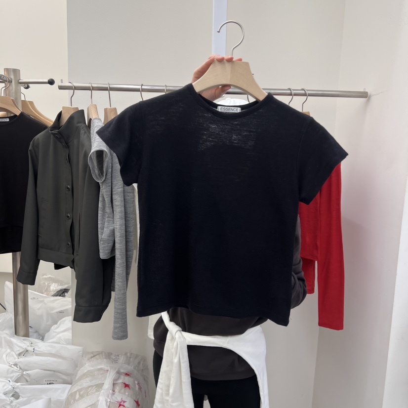 ESSENCE韓國直郵東大門實拍女裝新品休閑25春夏推薦T恤羊毛ESSENCET恤圖色4