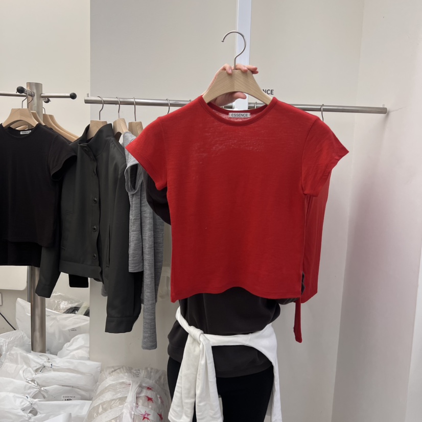 ESSENCE韓國直郵東大門實拍女裝新品休閑25春夏推薦T恤羊毛ESSENCET恤圖色5