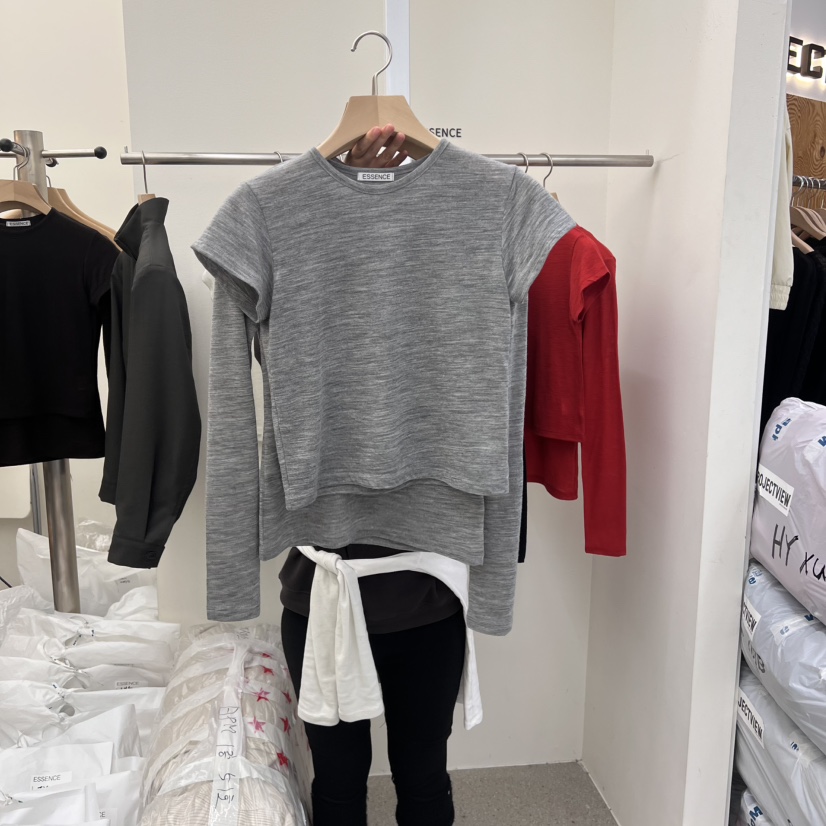 ESSENCE韓國直郵東大門實拍女裝新品休閑推薦時尚長袖T恤羊毛ESSENCE長袖T恤