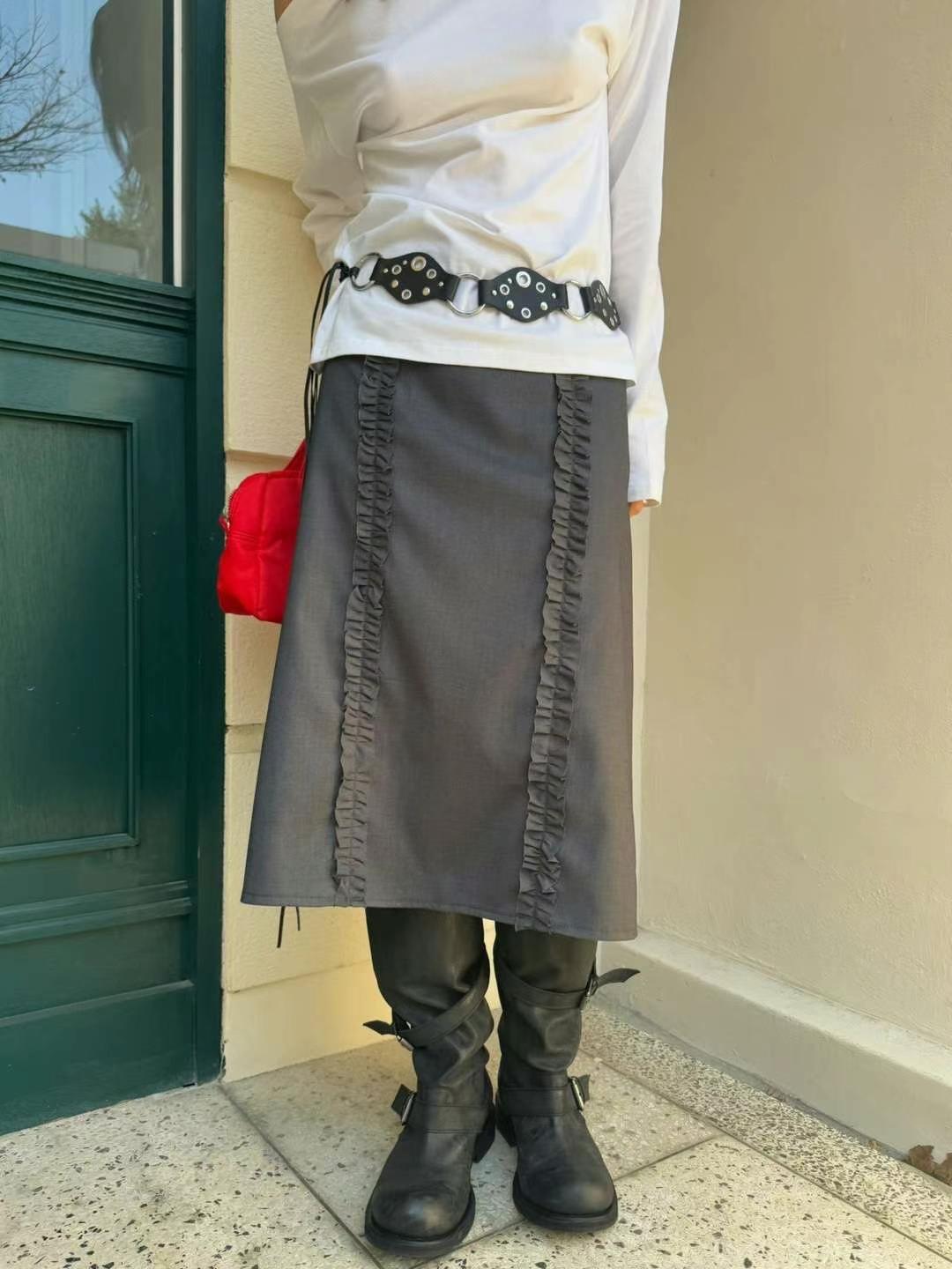 FAVOURED直郵韓國代購女裝新款真品熱賣半身裙中短裙荷葉邊FAVOURED半身裙/中短裙
