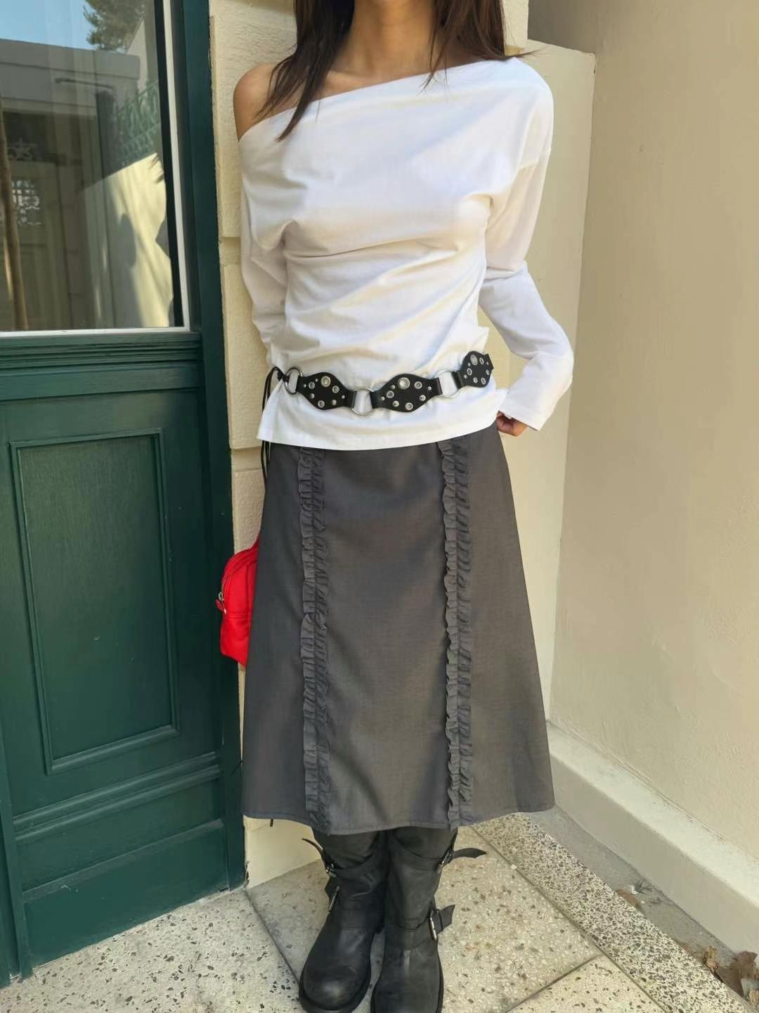 FAVOURED直郵韓國代購女裝新款真品熱賣半身裙中短裙荷葉邊FAVOURED半身裙/中短裙