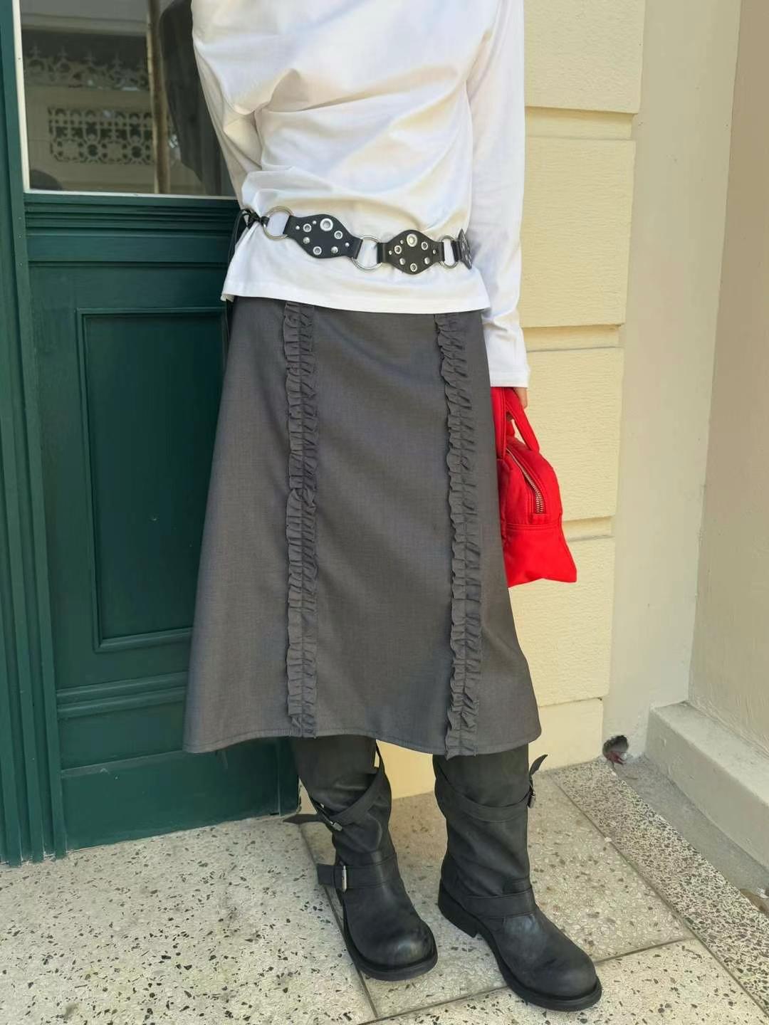 FAVOURED直郵韓國代購女裝新款真品熱賣半身裙中短裙荷葉邊FAVOURED半身裙/中短裙