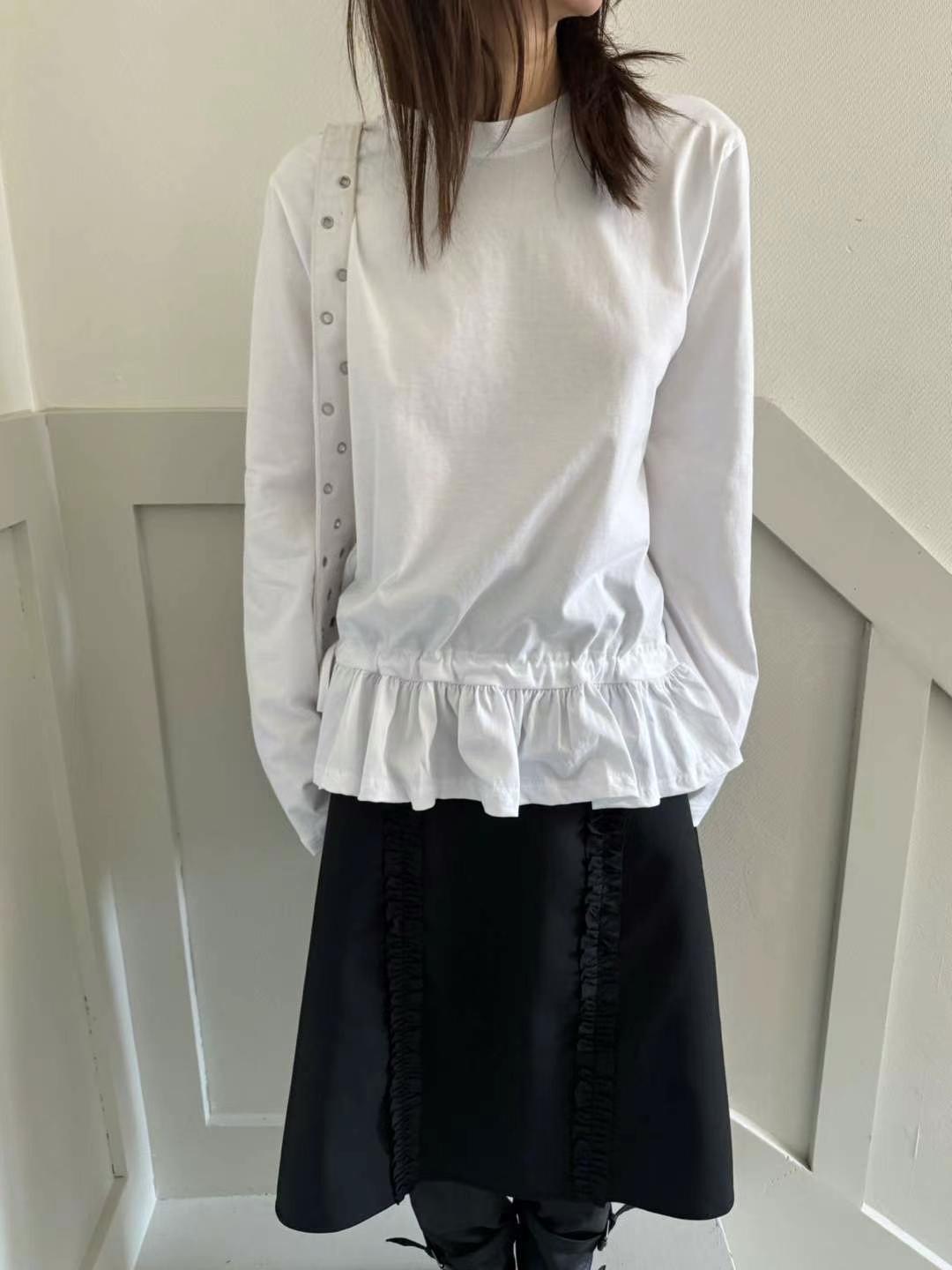 FAVOURED韓國直郵女裝新款25春夏職業休閑人氣長袖T恤荷葉邊FAVOURED長袖T恤
