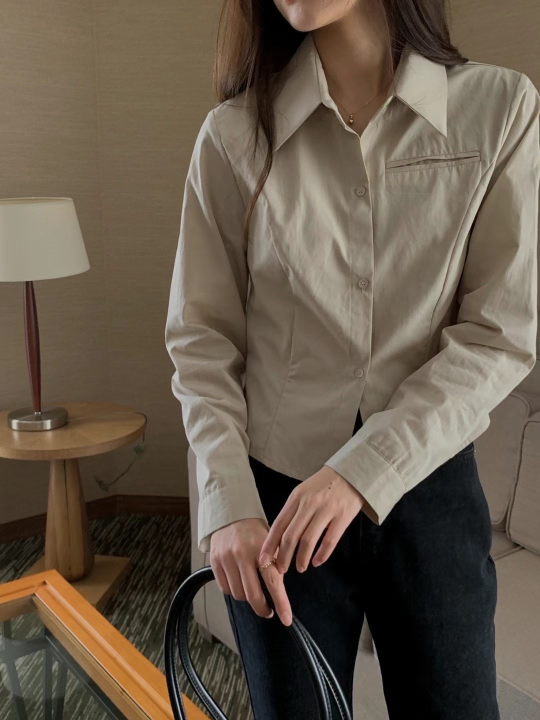 A.ME直郵韓國代購女裝新款25春夏休閑推薦職業真品襯衫蕾絲衫A.ME襯衫/蕾絲衫