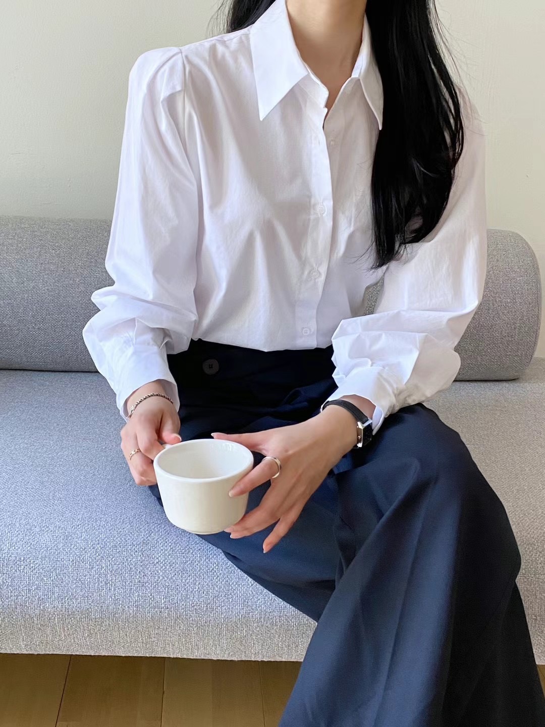 A.ME直郵韓國代購女裝新品熱賣時尚25春夏休閑職業襯衫蕾絲衫A.ME襯衫/蕾絲衫圖色1