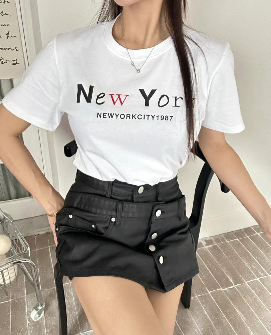 BLACK LINE韓國直郵東大門實拍女裝新款休閑熱賣25春夏T恤BLACK LINET恤