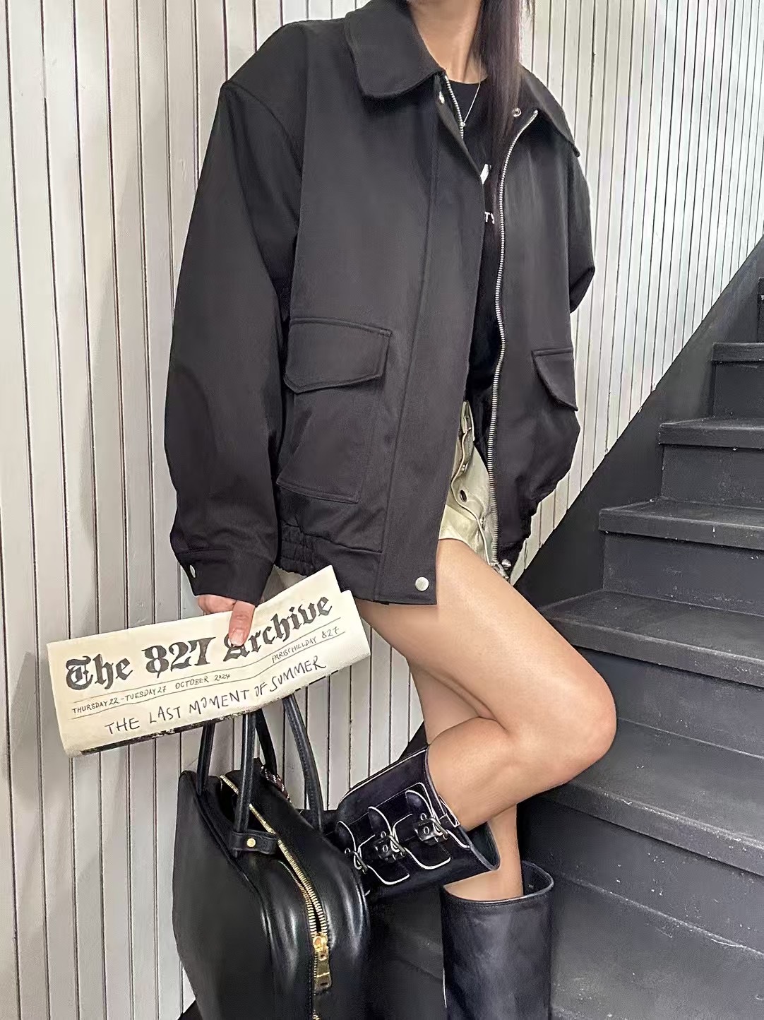 BLACK LINE韓國直郵東大門代購女裝新品熱賣時尚25春夏夾克BLACK LINE夾克