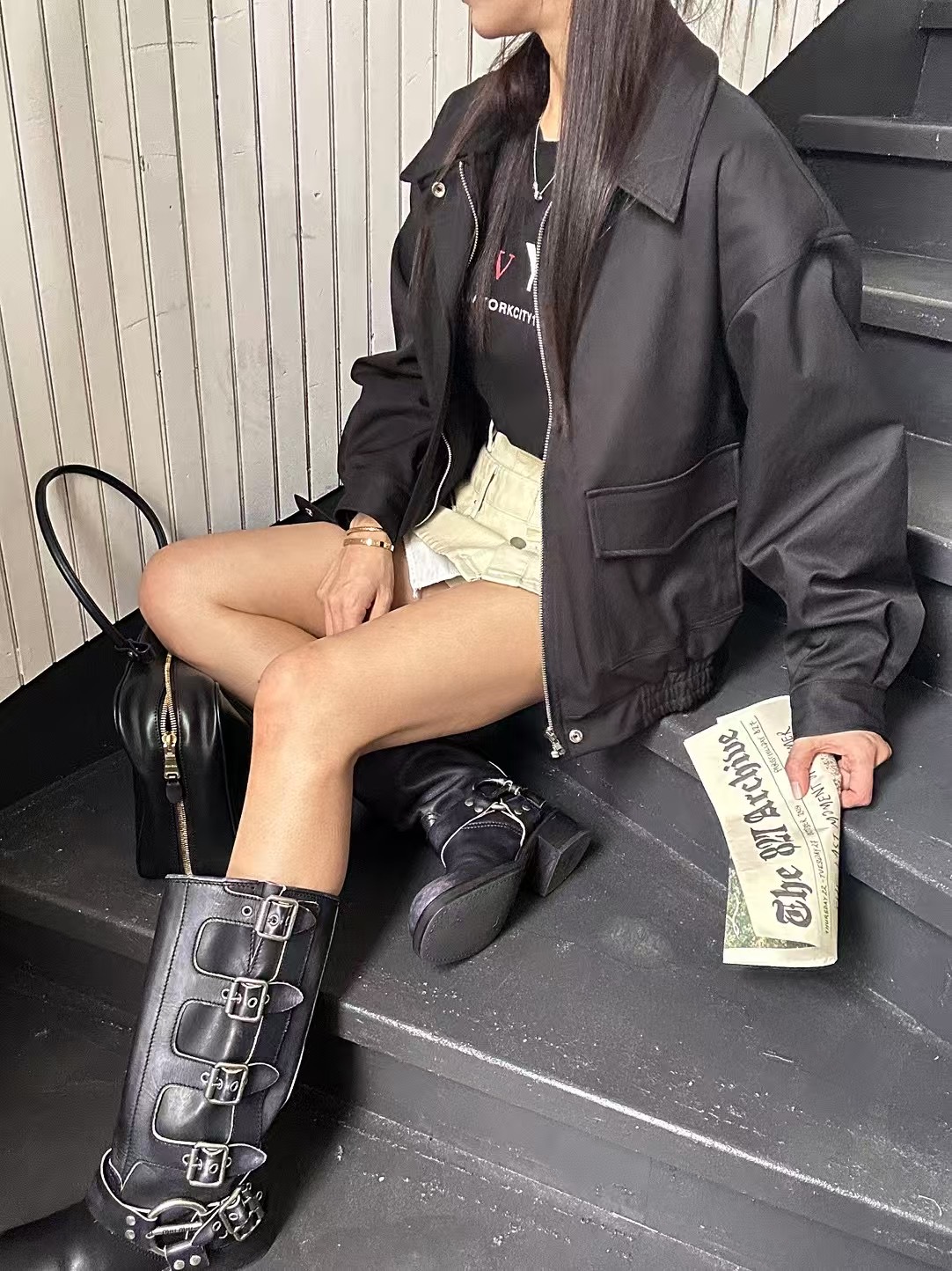 BLACK LINE韓國直郵東大門代購女裝新品熱賣時尚25春夏夾克BLACK LINE夾克