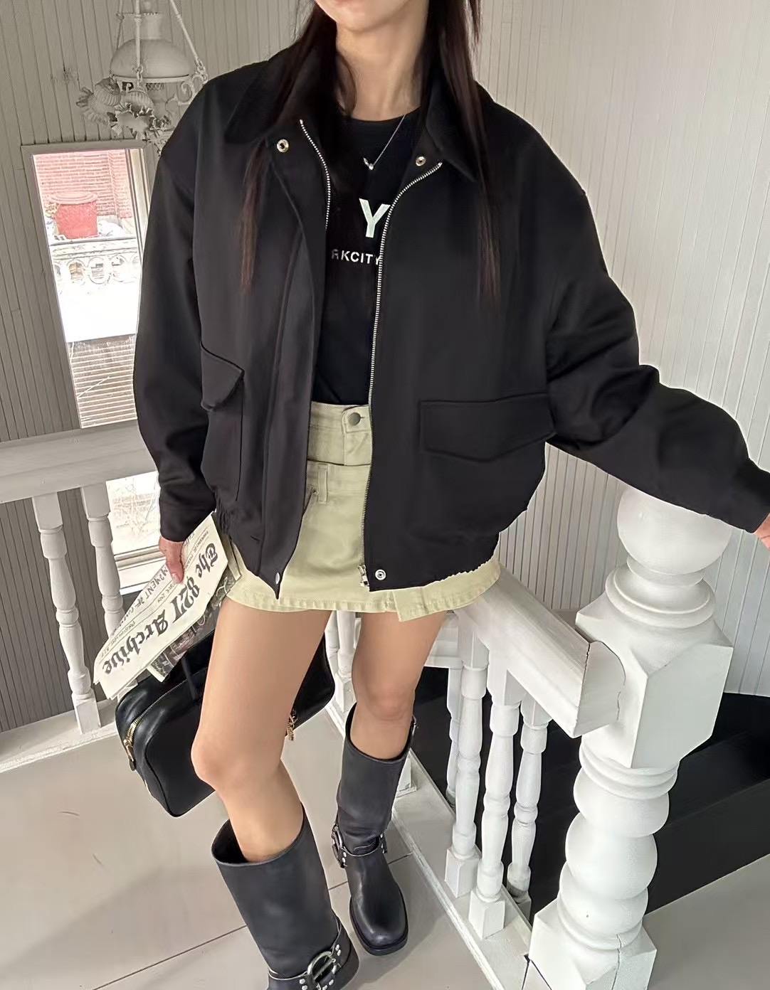 BLACK LINE韓國直郵東大門代購女裝新品熱賣時尚25春夏夾克BLACK LINE夾克圖色2