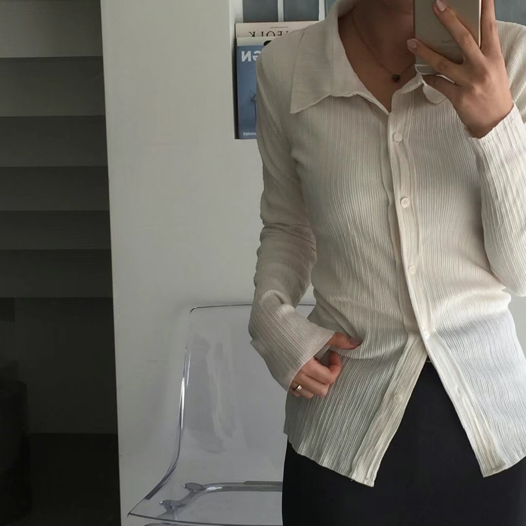 HERME直郵韓國代購女裝新款人氣推薦真品職業襯衫蕾絲衫柔軟HERME襯衫/蕾絲衫
