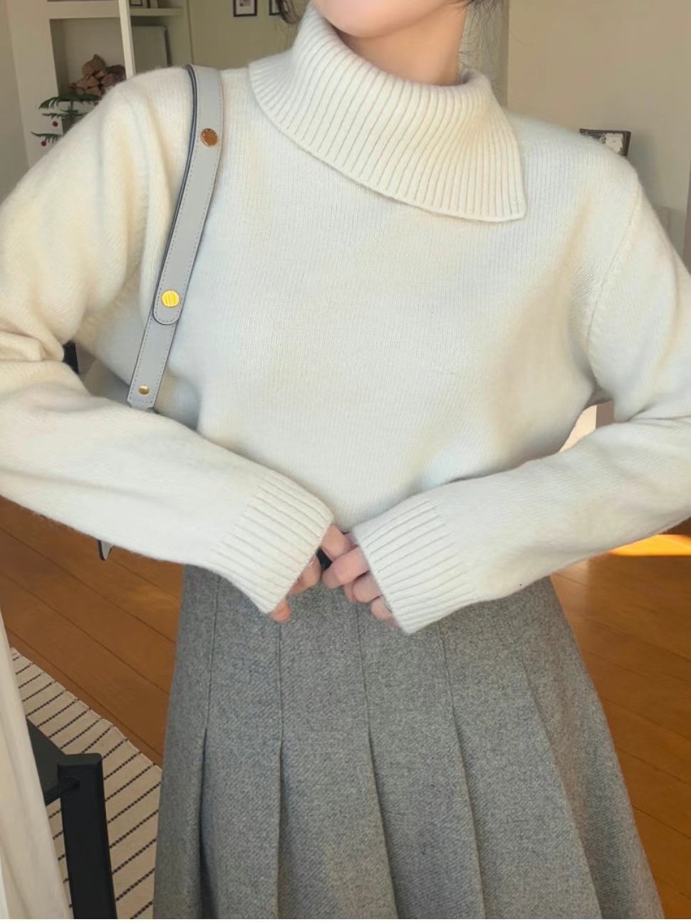 HERME韓國直郵東大門代購女裝新款真品休閑時尚熱賣毛衣高領HERME毛衣
