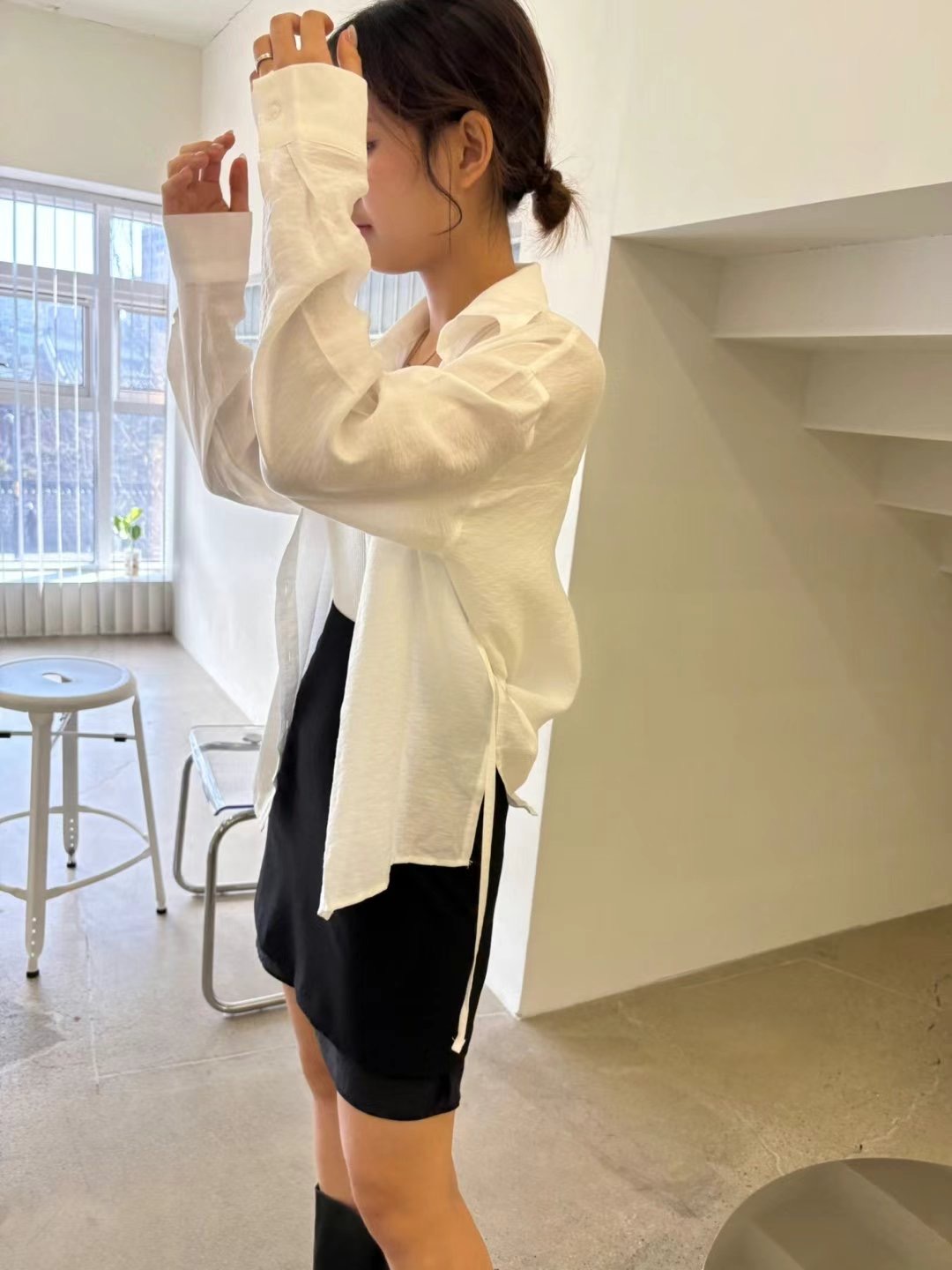 HERME韓國直郵女裝新品熱賣職業推薦時尚真品25春夏襯衫蕾絲衫HERME襯衫/蕾絲衫