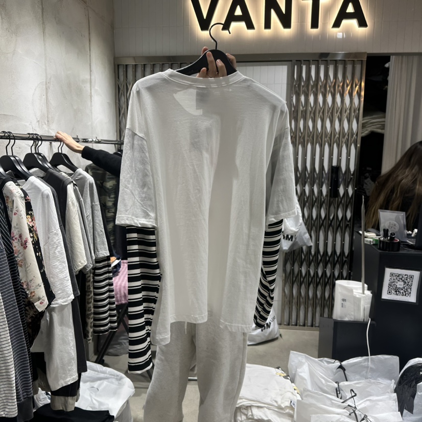 VANTA直郵韓國代購女裝新品推薦熱賣職業時尚長袖T恤假兩件VANTA長袖T恤
