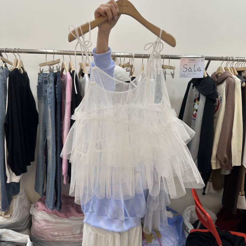 DELIGHT-L直郵韓國代購女裝新款25春夏人氣休閑吊帶背心褶皺DELIGHT吊帶/背心圖色2