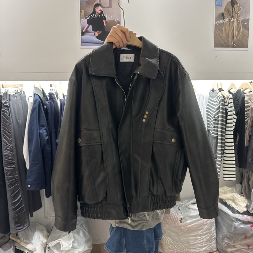 FLIPAR韓國直郵女裝新品真品推薦職業休閑25春夏熱賣皮衣皮革FLIPAR皮衣圖色2